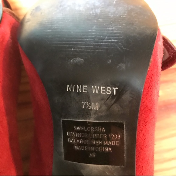 Nine West Red Suede Buckle Sling Back Heels, EUC, 7.5 - Picture 11 of 11